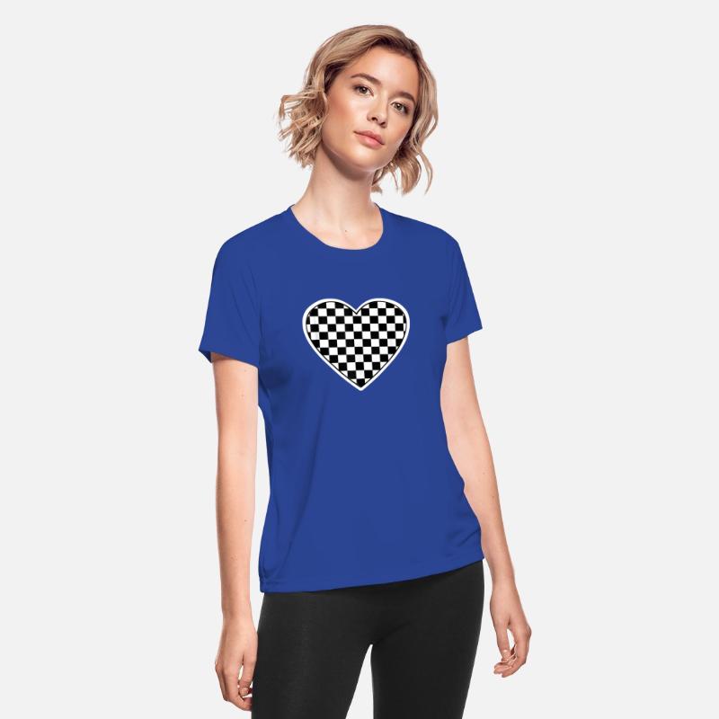 Checkered love heart black white plaid distressed