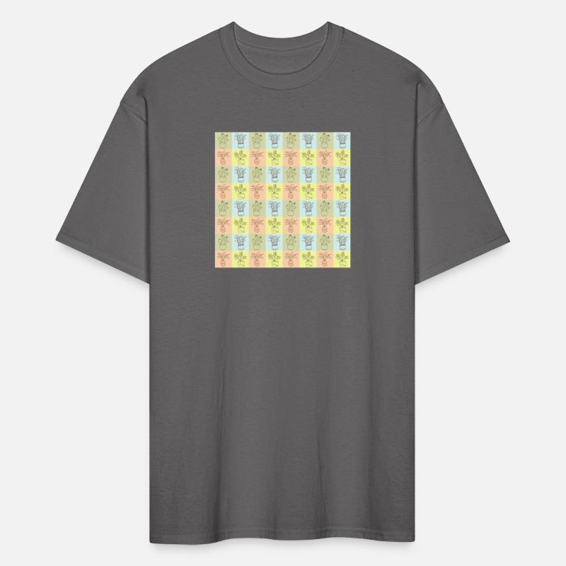 Checkered pattern outline pale house plants