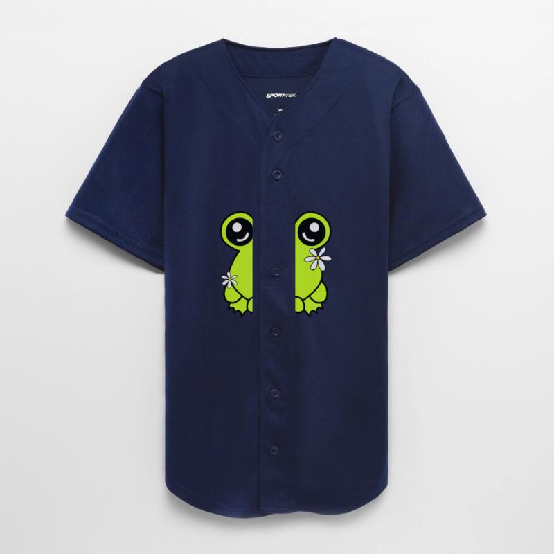 Cute Green Frog sticking out tongue with flowers