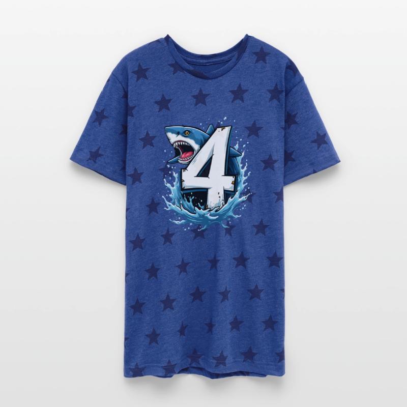 Shark Children Birthday with Number 4 Splash