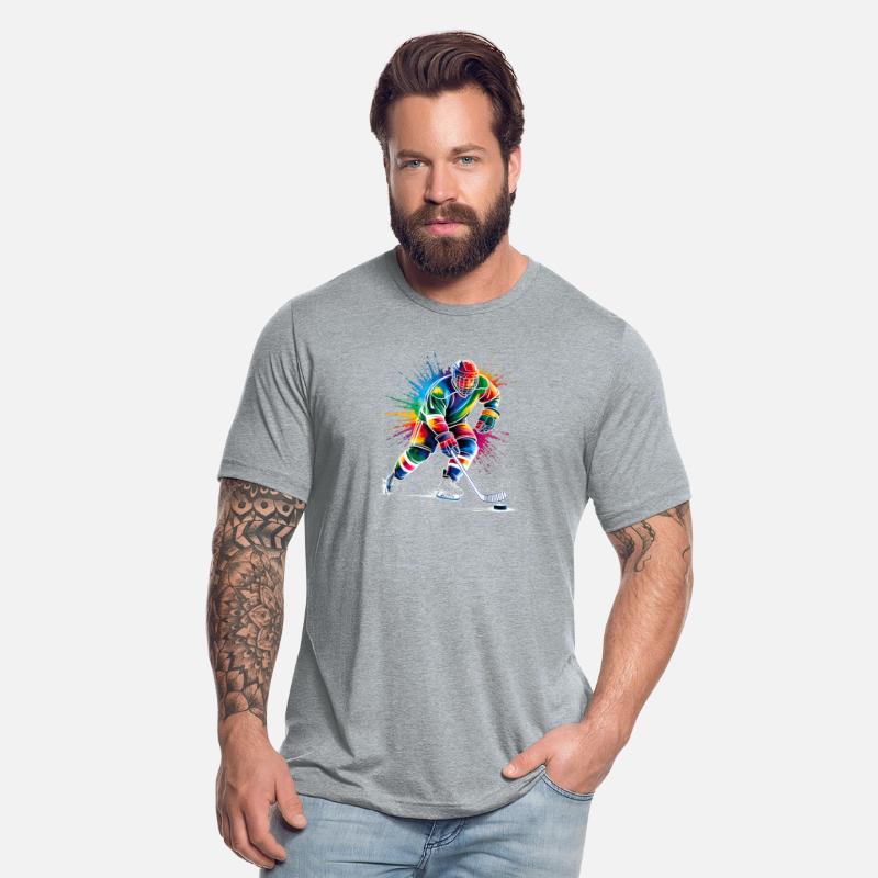 Vibrant Rainbow Hockey Player Design