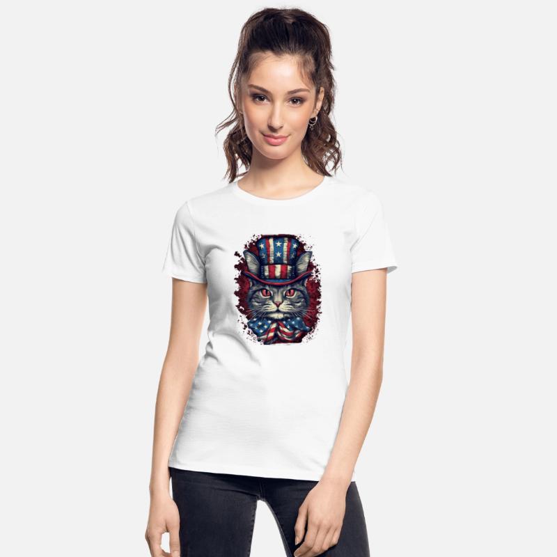 4th of July Cat Lover with Uncle Sam Hat Patriotic