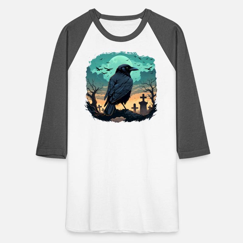 A black raven in a gloomy cemetery