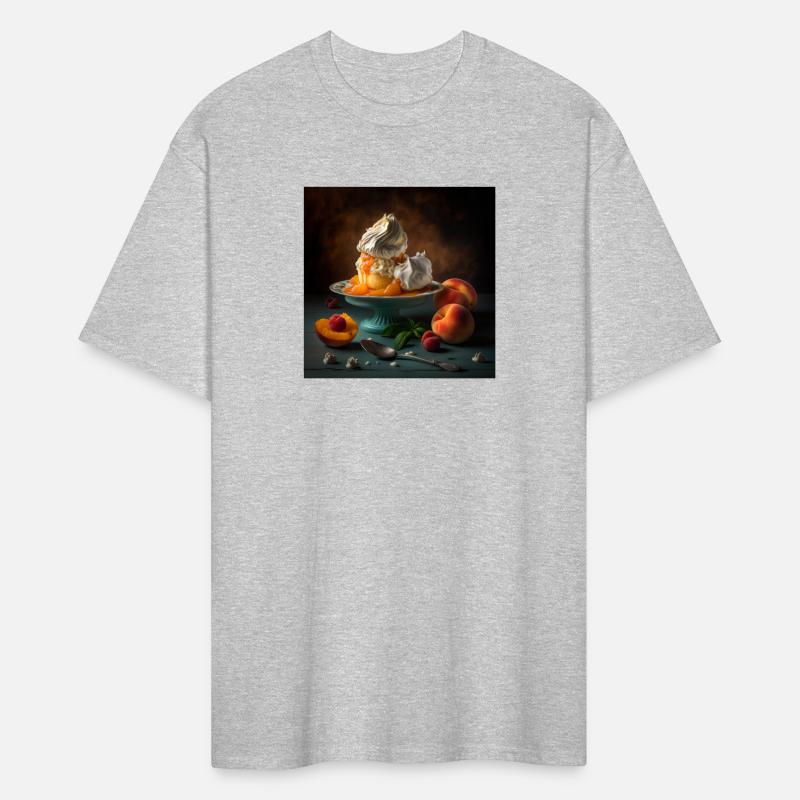 A dessert topped with whipped cream and peaches