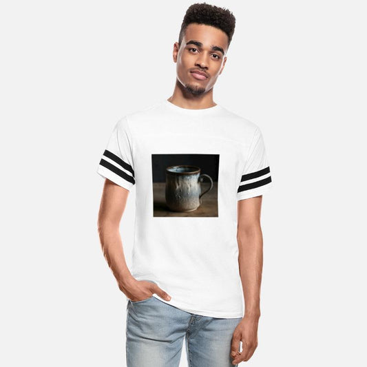 A rough ceramic mug is a handmade piece