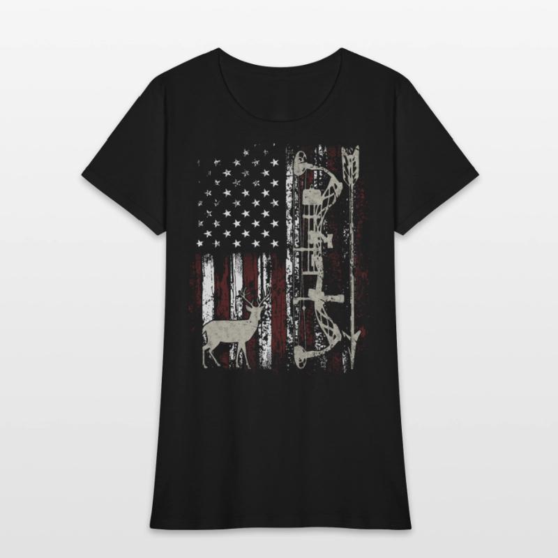 American Flag Bowhunting Bow Archery Deer Hunter
