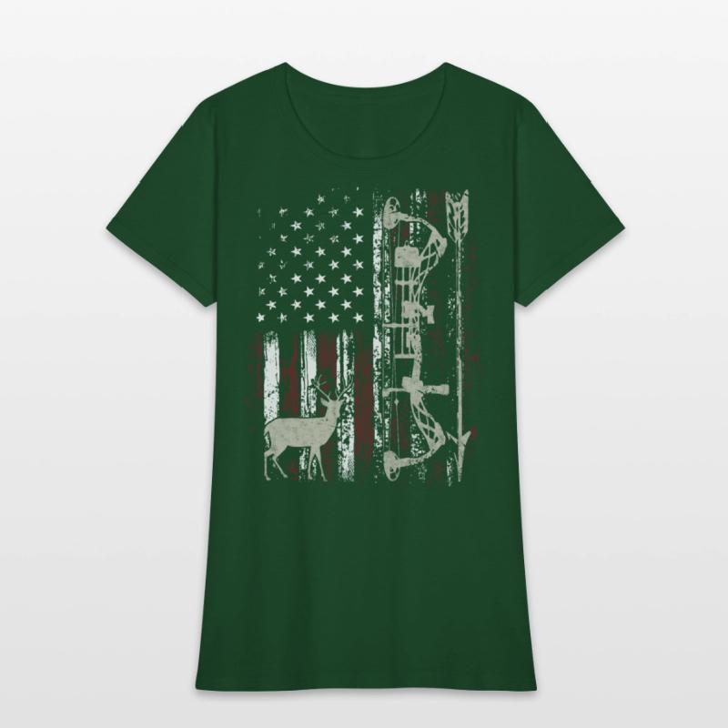 American Flag Bowhunting Bow Archery Deer Hunter