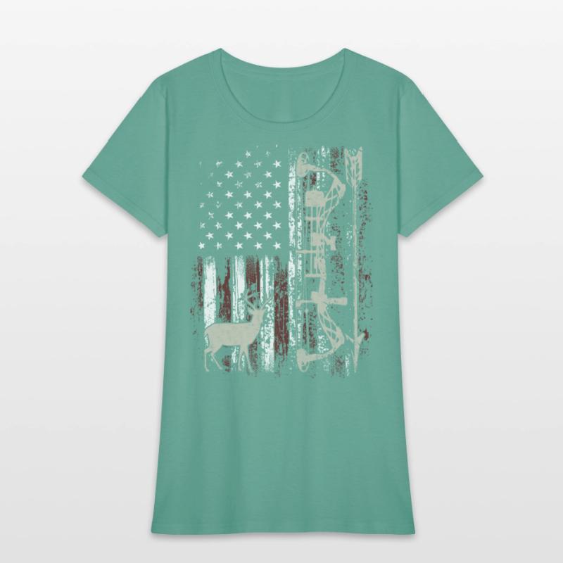 American Flag Bowhunting Bow Archery Deer Hunter