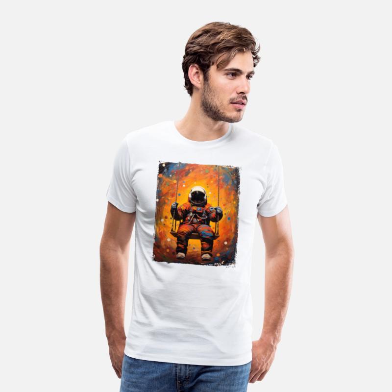 Astronaut On Swing Outer Space Galaxy Funny Planet