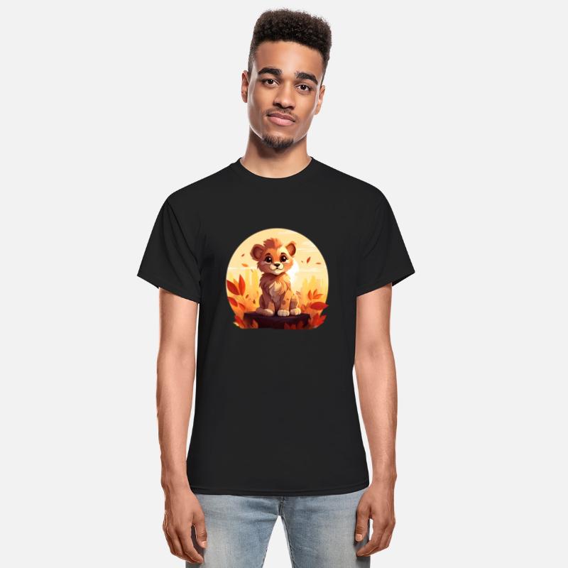 Autumnal Lion at Sunset: Colorful Nature Design