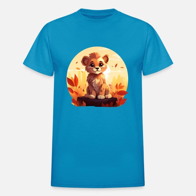 Autumnal Lion at Sunset: Colorful Nature Design