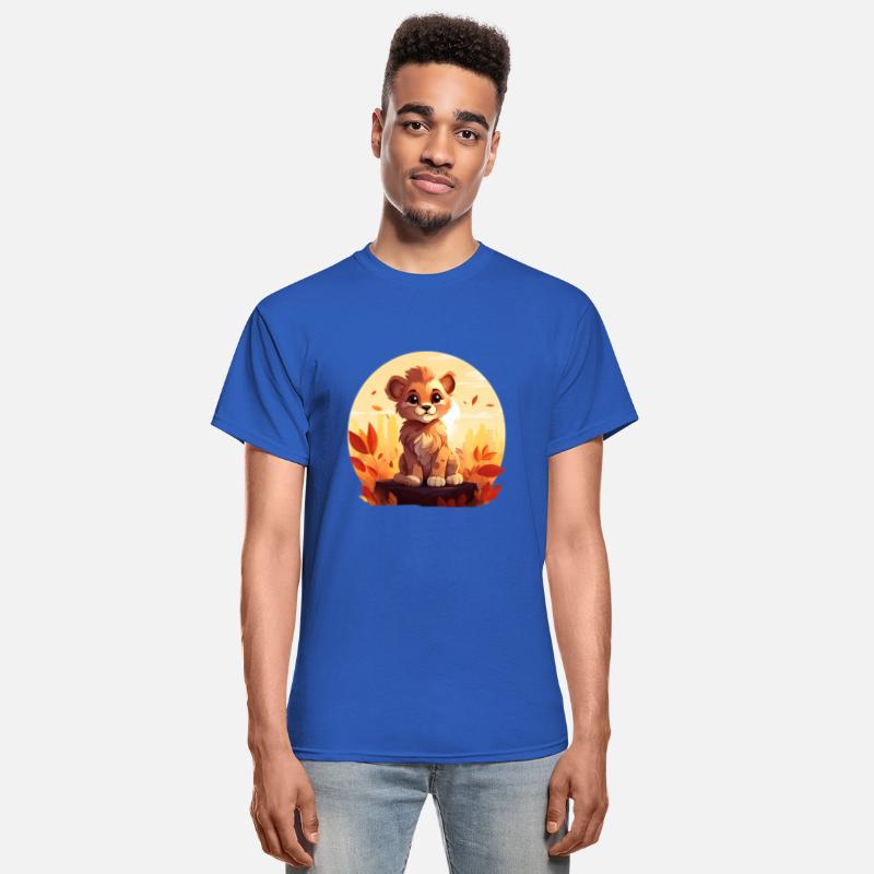 Autumnal Lion at Sunset: Colorful Nature Design