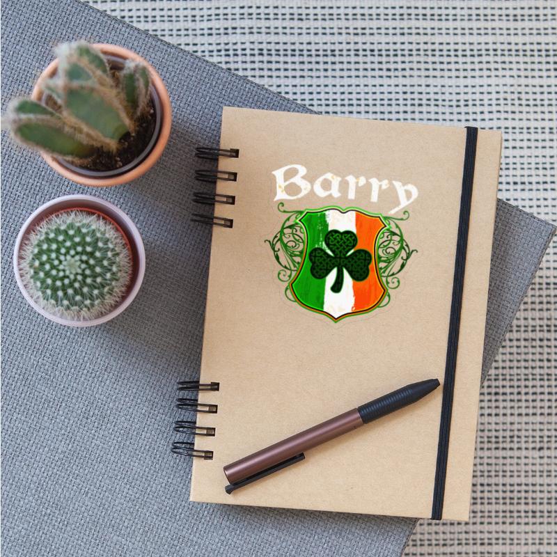Barry Irish Surname Ireland Flag Shield Shamrock