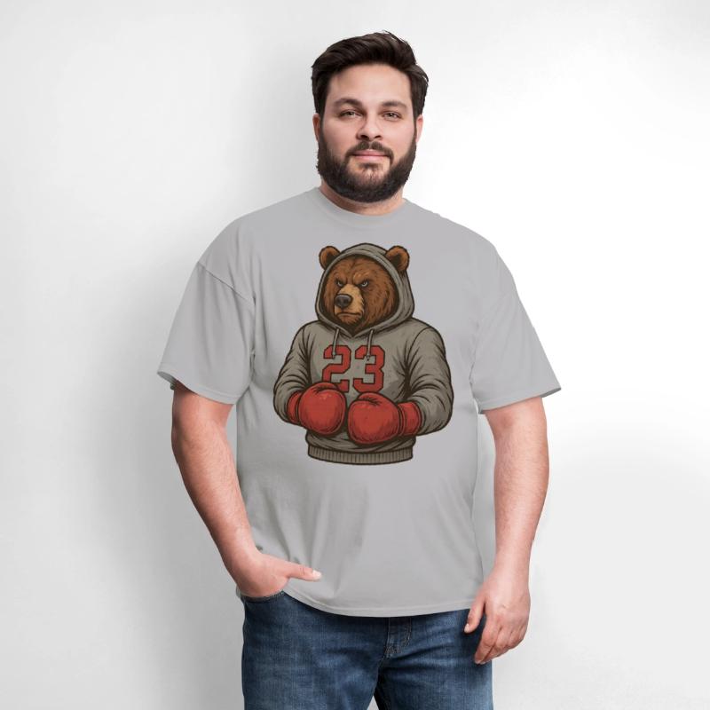 Bear 23 Boxing Hoodie Grizzly Gym Fighter Tee