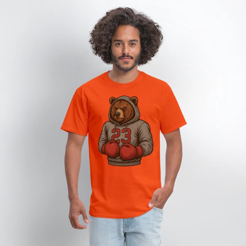 Bear 23 Boxing Hoodie Grizzly Gym Fighter Tee