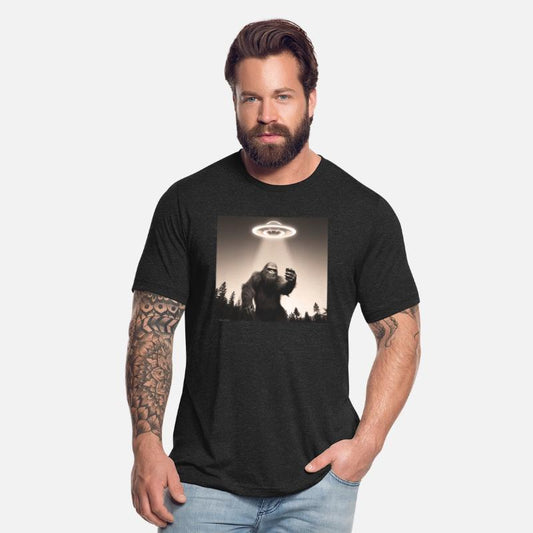 Bigfoot in selfie mode with UFOs