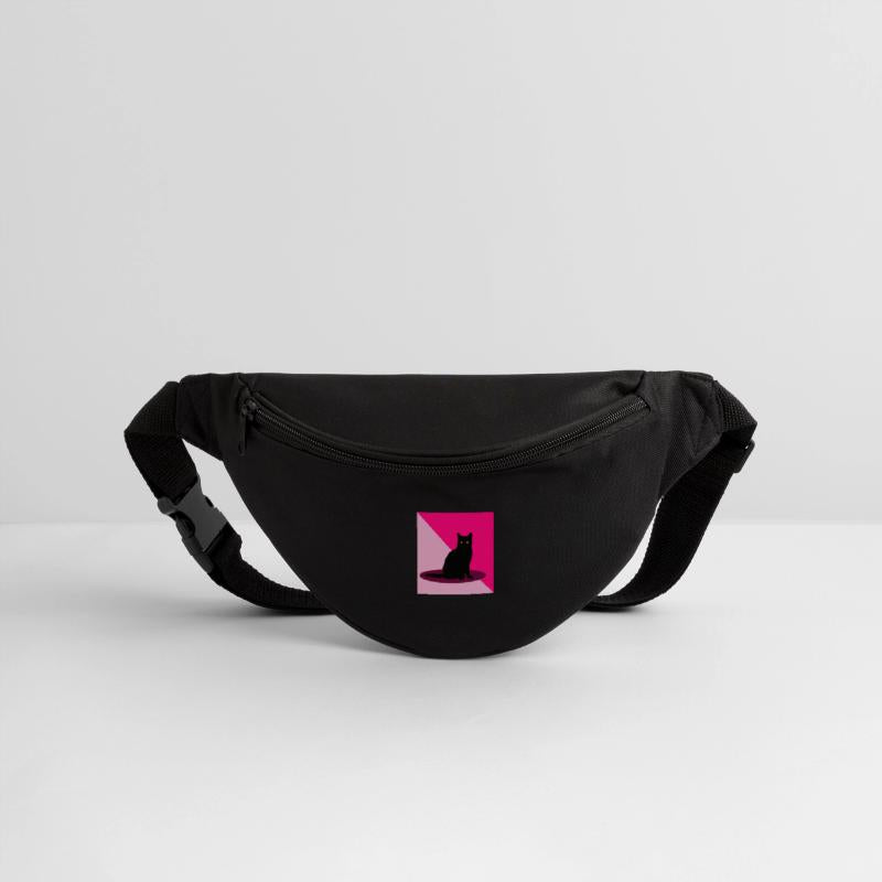 Black cat on a pink background