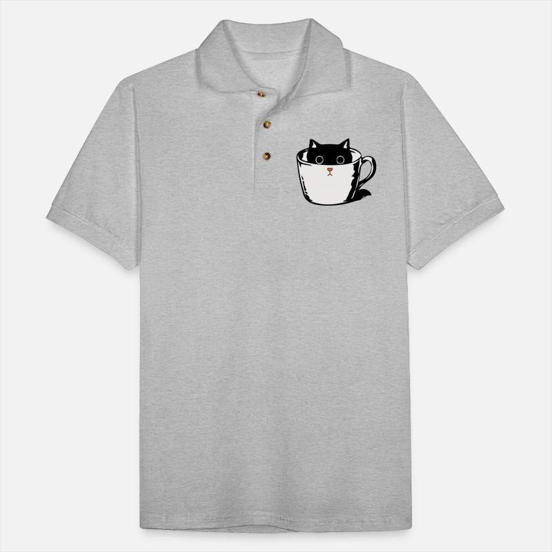 Black kitten with red nose hiding in a cup