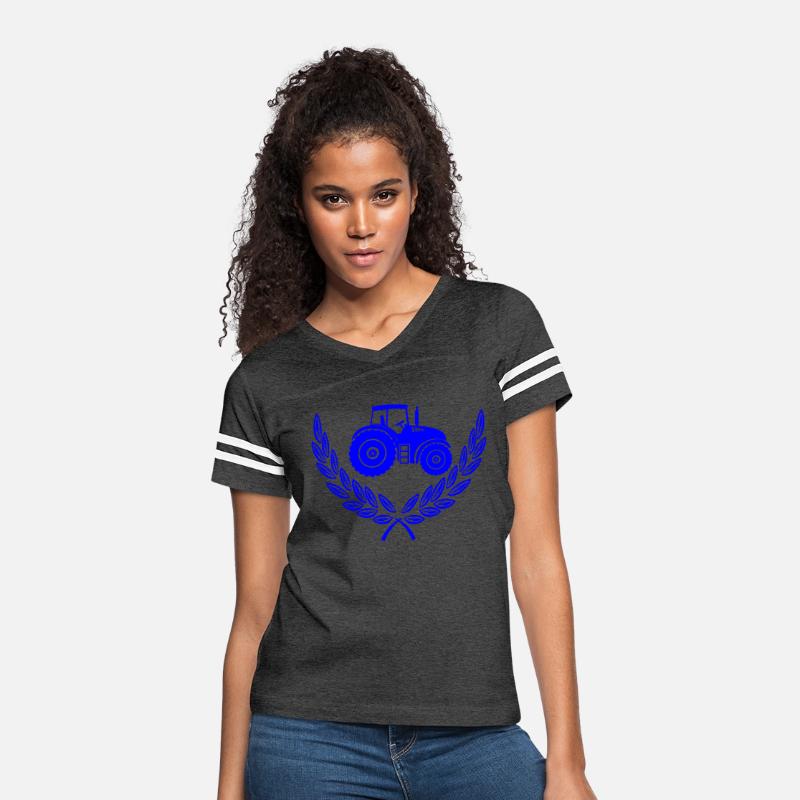 Blue logo tractor in laurel wreath