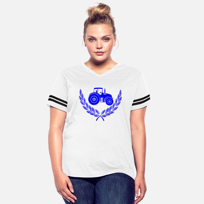 Blue logo tractor in laurel wreath