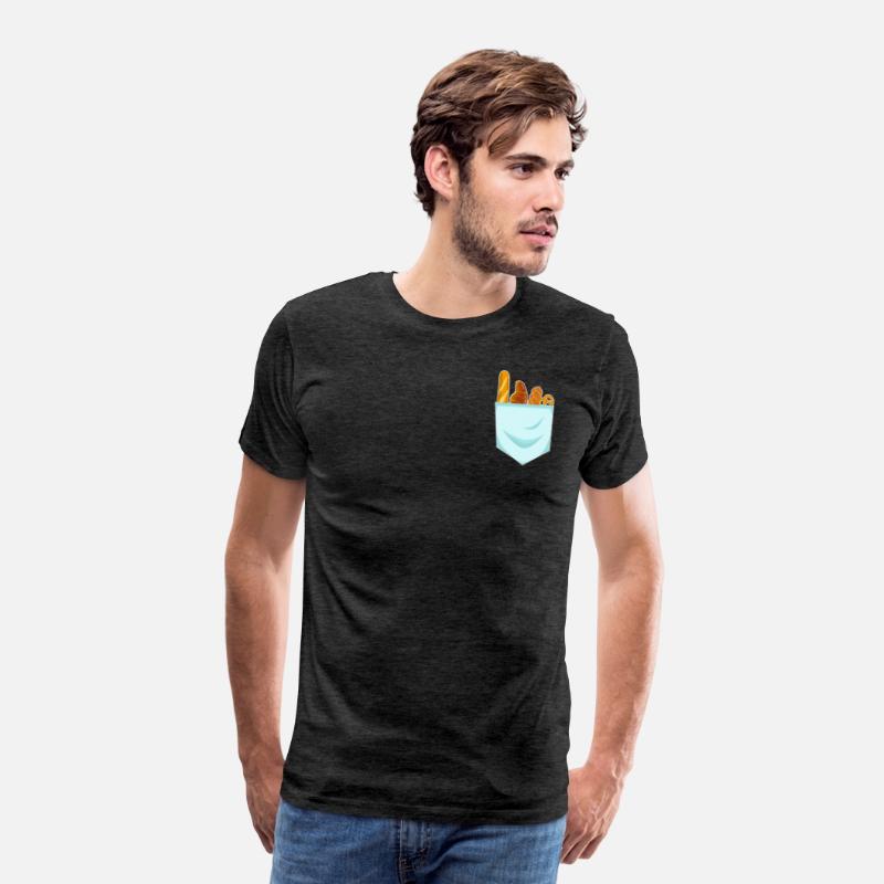 Bread baguette breakfast in shirt pocket chest bag