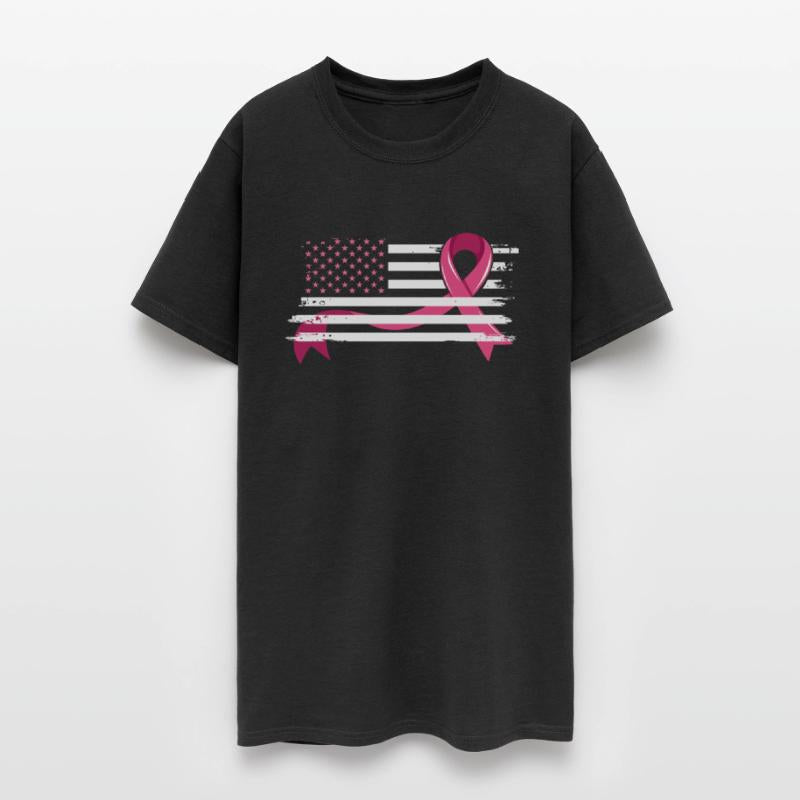 Breast Cancer Awareness American Flag Pink Ribbon