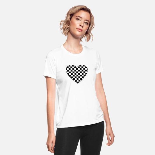 Checkered love heart black white plaid distressed