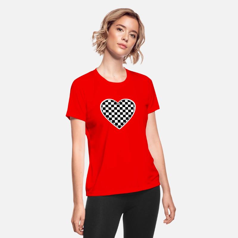 Checkered love heart black white plaid distressed