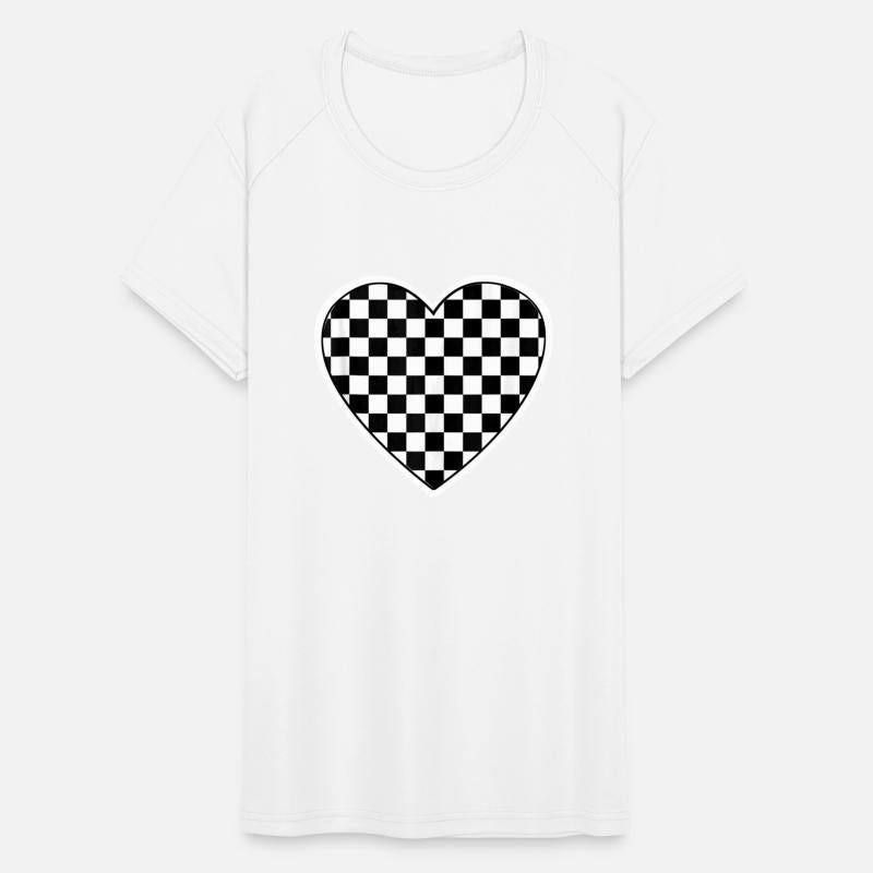 Checkered love heart black white plaid distressed