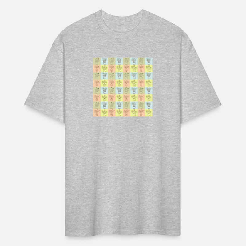 Checkered pattern outline pale house plants