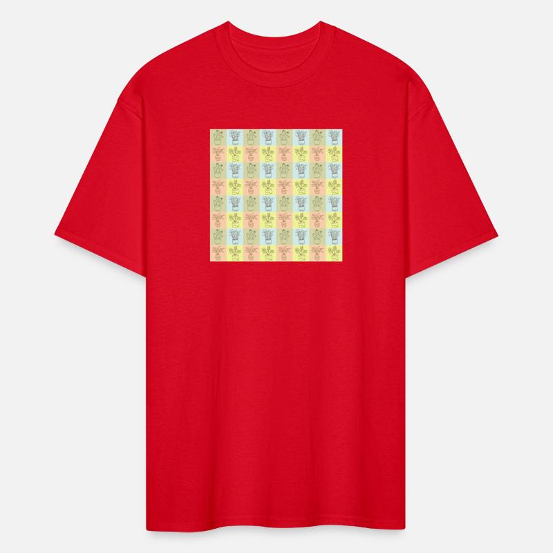 Checkered pattern outline pale house plants