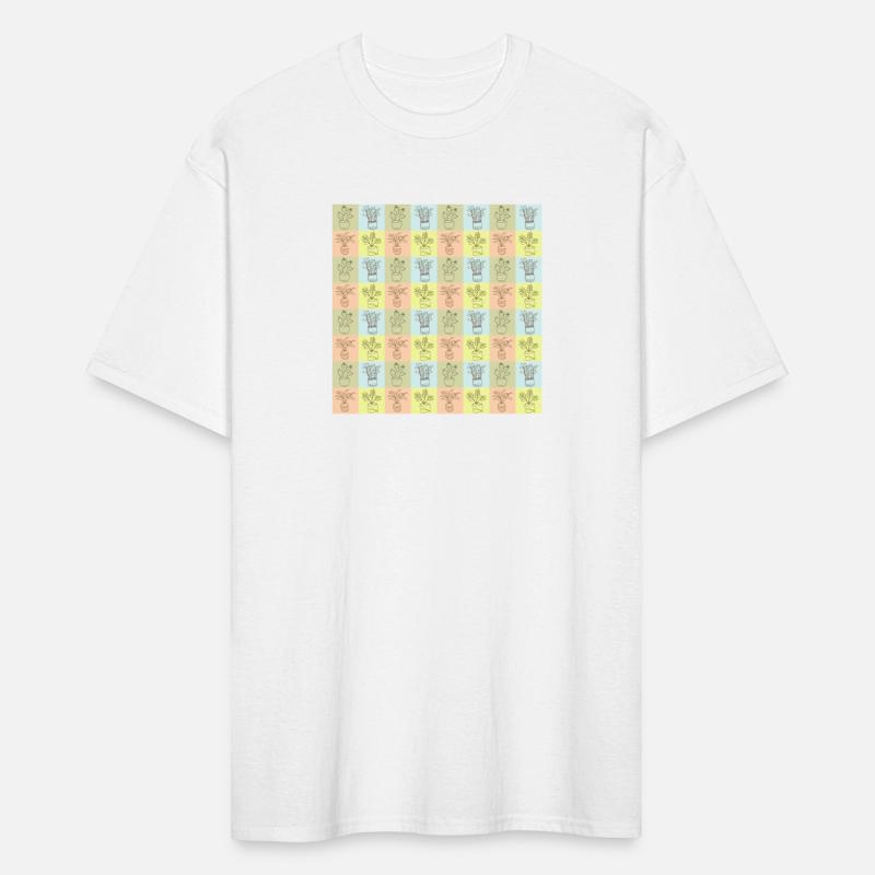 Checkered pattern outline pale house plants