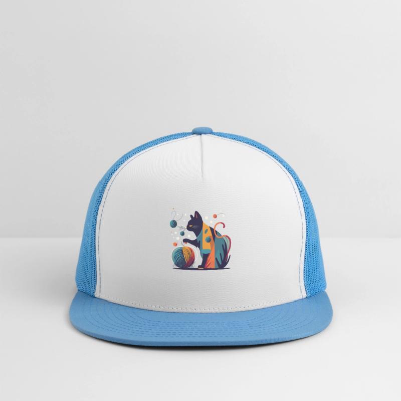 Colorful Cat playing with Wool Ball