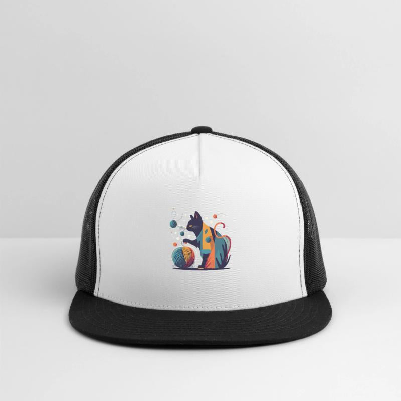 Colorful Cat playing with Wool Ball