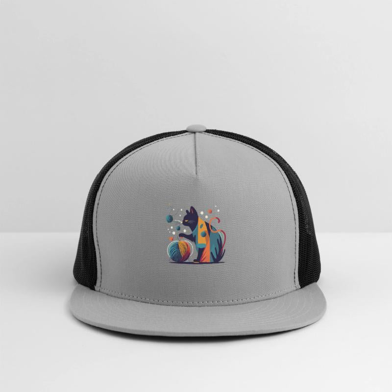 Colorful Cat playing with Wool Ball