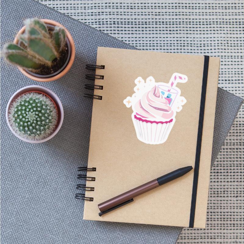 Colorful cupcake with swirling frosting topped