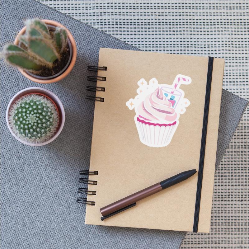 Colorful cupcake with swirling frosting topped