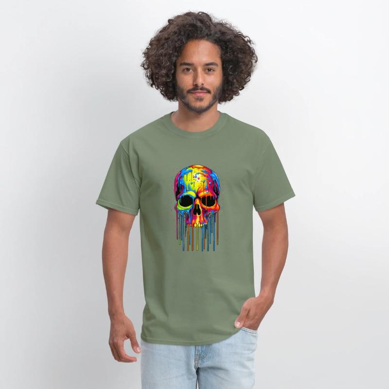 Colorful Skull Rippling with Colorful Painting, in