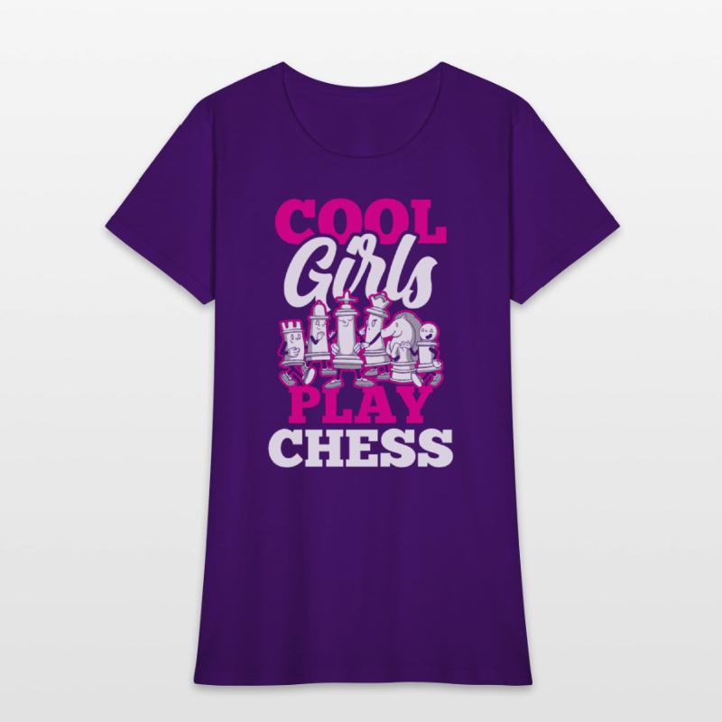 Cool Girls Play Chess Match Player Hobby Lover