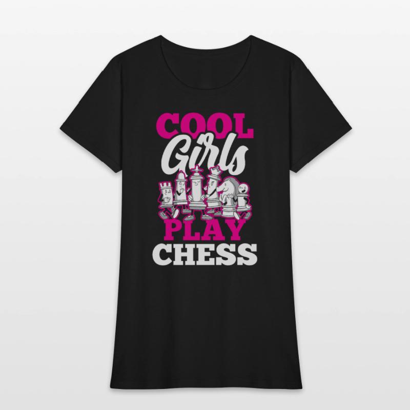 Cool Girls Play Chess Match Player Hobby Lover