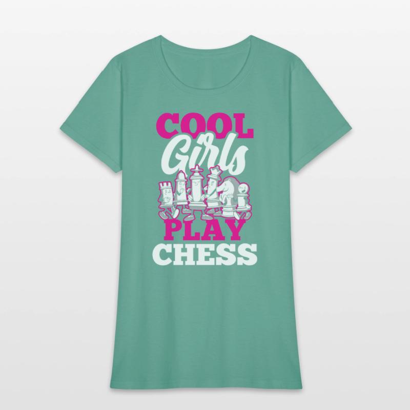 Cool Girls Play Chess Match Player Hobby Lover
