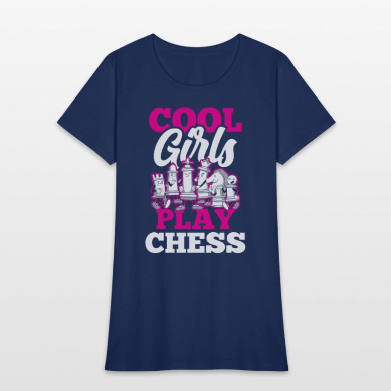 Cool Girls Play Chess Match Player Hobby Lover