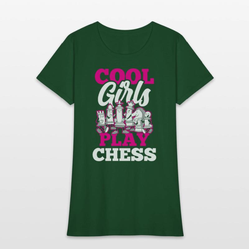 Cool Girls Play Chess Match Player Hobby Lover