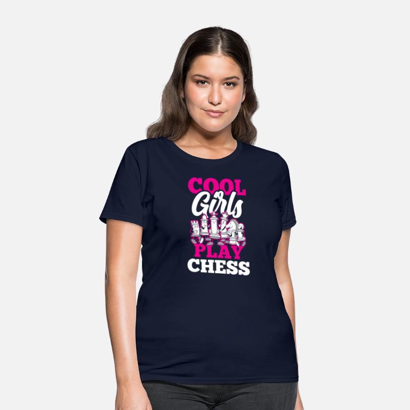 Cool Girls Play Chess Match Player Hobby Lover