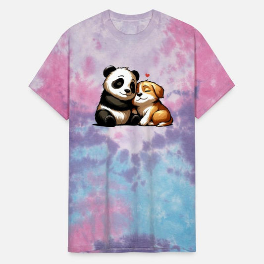 Cuddling Dog And Panda In Love