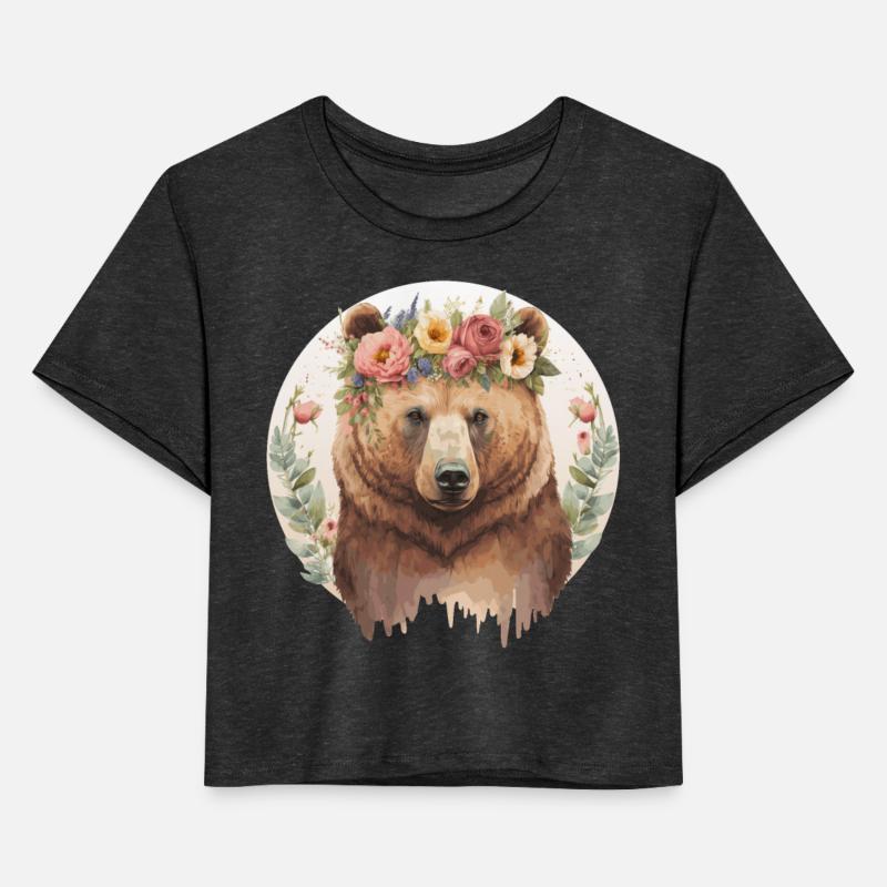 Cute Brown Bear Grizzly Flower Crown Animal Lovers