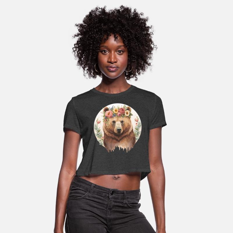 Cute Brown Bear Grizzly Flower Crown Animal Lovers
