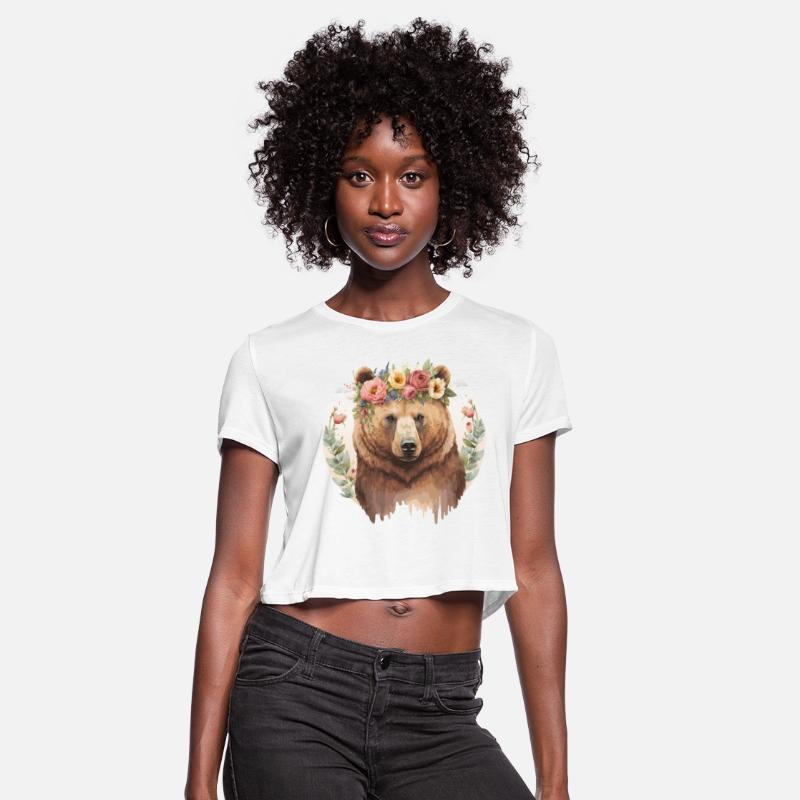 Cute Brown Bear Grizzly Flower Crown Animal Lovers