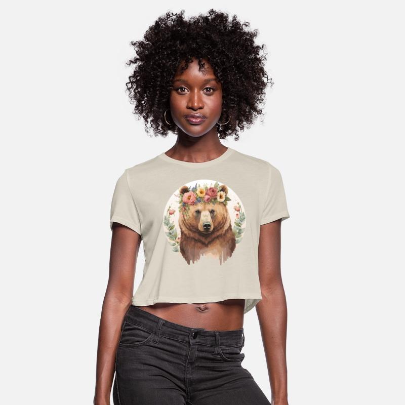 Cute Brown Bear Grizzly Flower Crown Animal Lovers