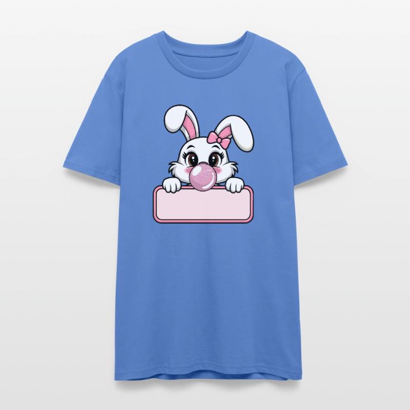 Cute Girl Bunny with Pink Bow Ear Blowing Bubble